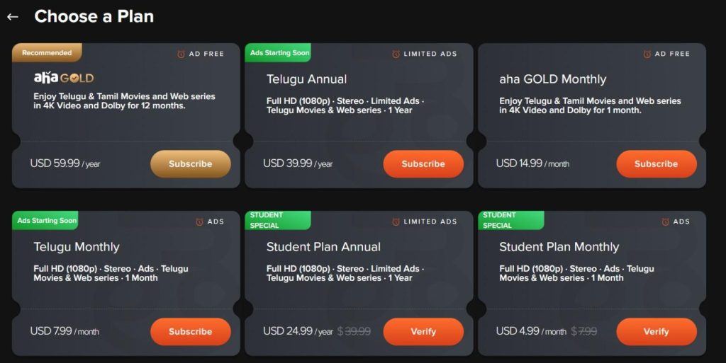 Aha Pricing Plans