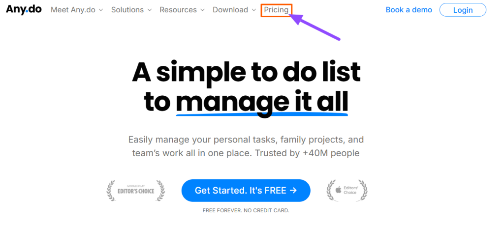 Any.do Homepage
