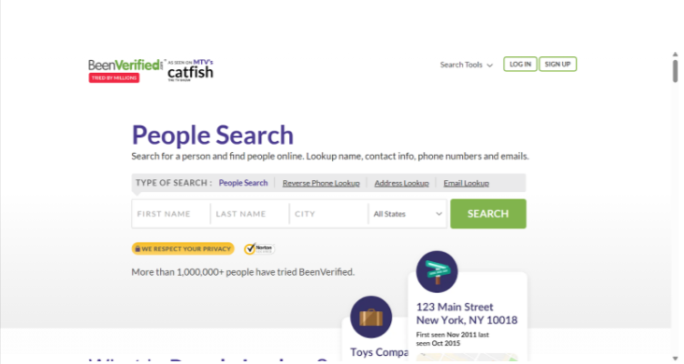BeenVerified people search page