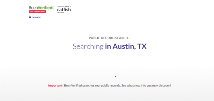 BeenVerified searching for the person.