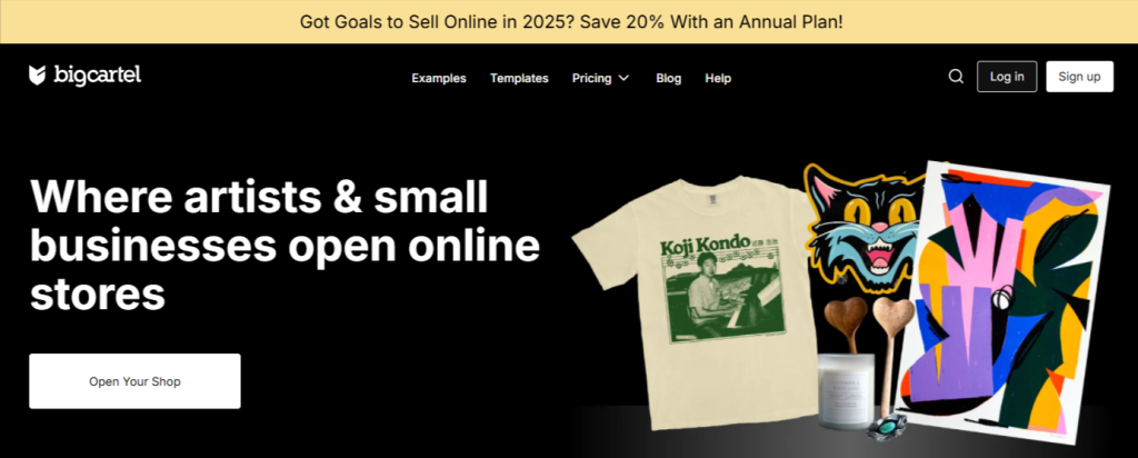 Big Cartel Homepage