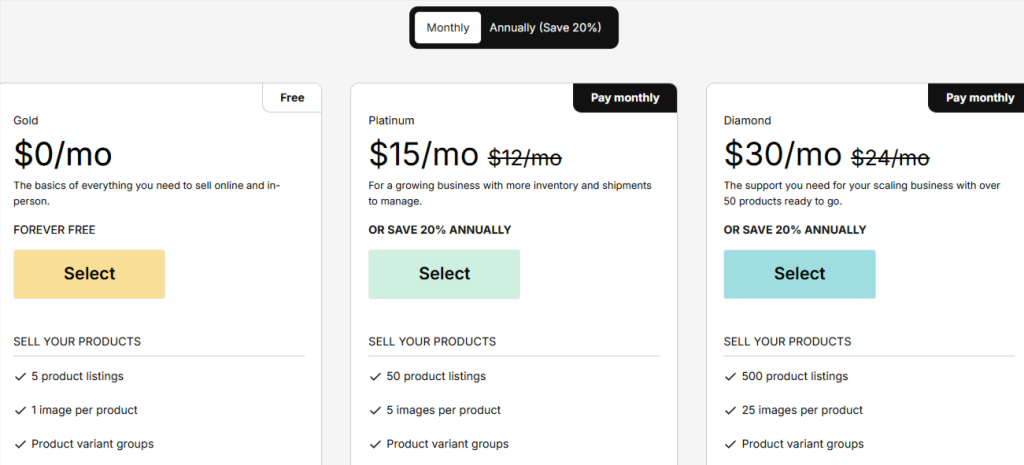 Big Cartel Pricing Plans