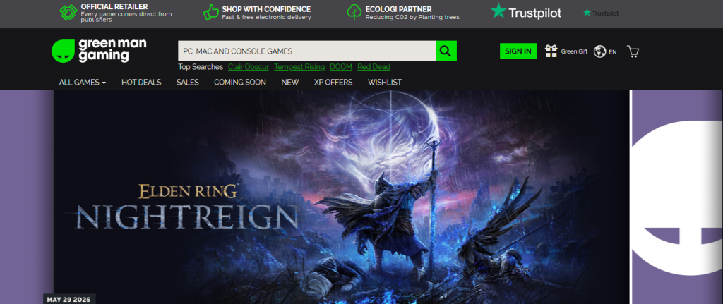 Green Man Gaming Homepage
