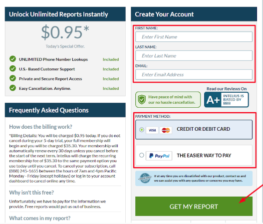 Intelius Account Creation