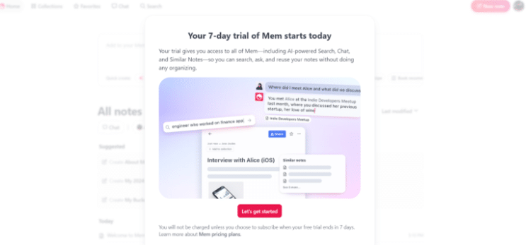 Mem 7 day Free Trial