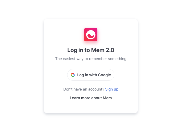 Mem Sign Up Page