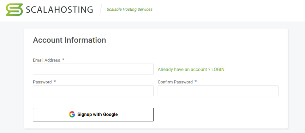 ScalaHosting Account Information