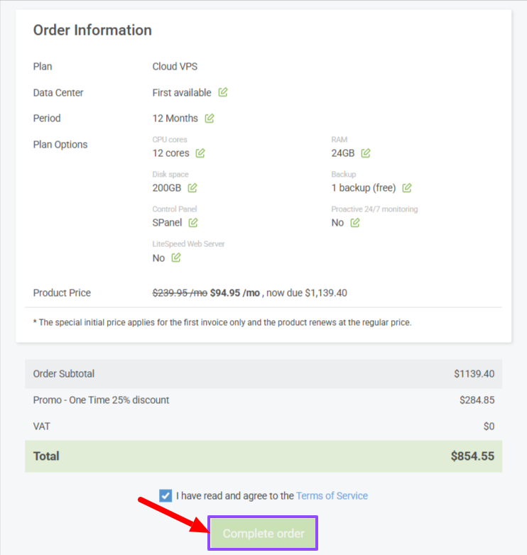 ScalaHosting Checkout Page