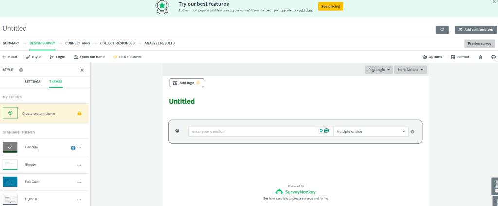 SurveyMonkey Dashboard