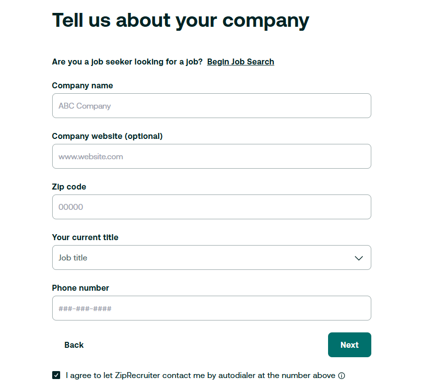 ZipRecruiter Company Details Page