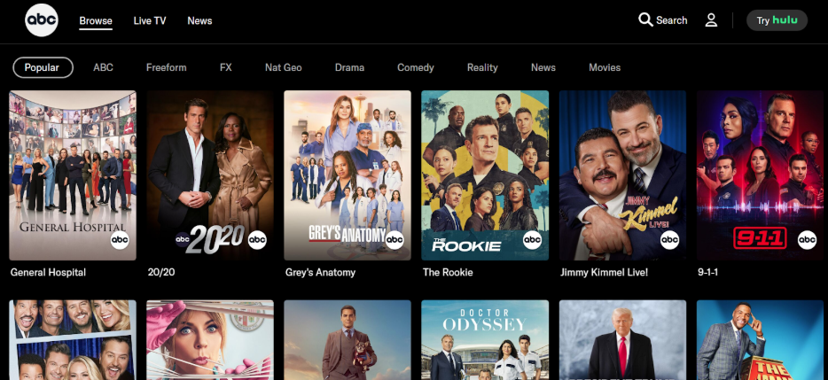 ABC Shows Page