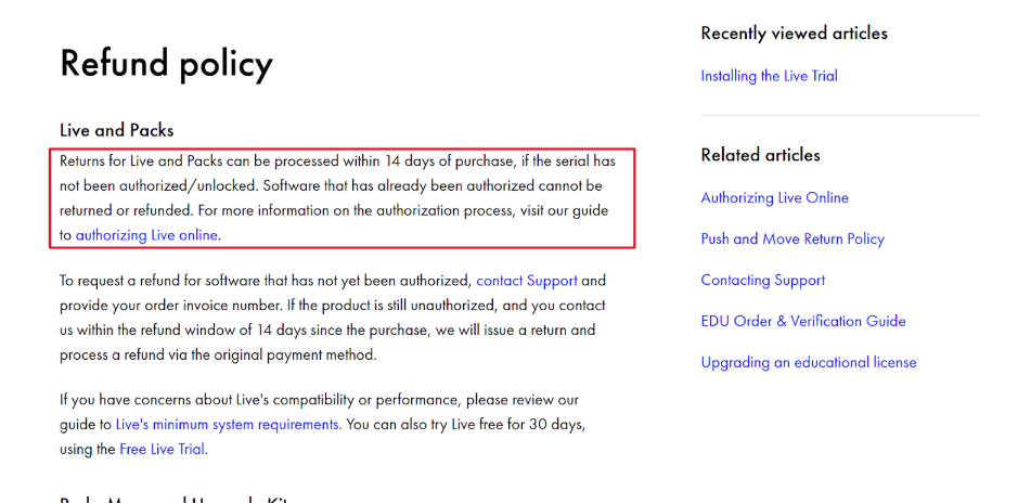 Ableton Refund