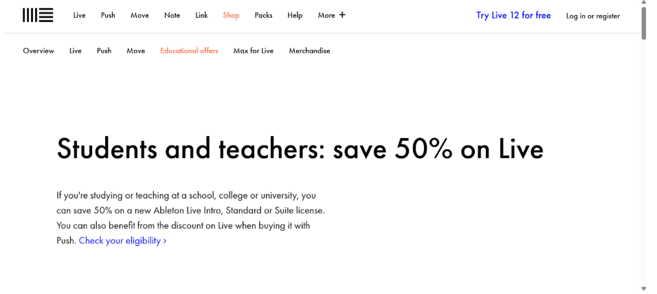 Ableton’s educational discount