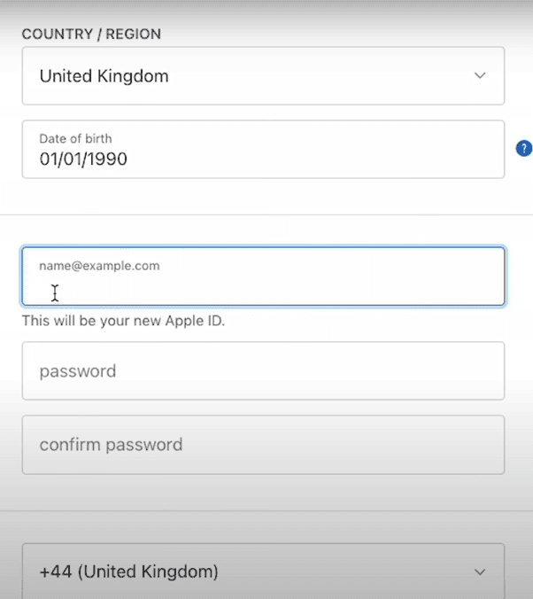 Apple ID Creation details