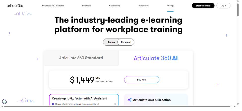 Articulate 360 Standard Personal plan