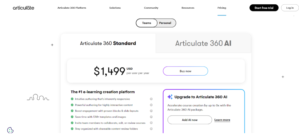 Articulate AI Personal plan
