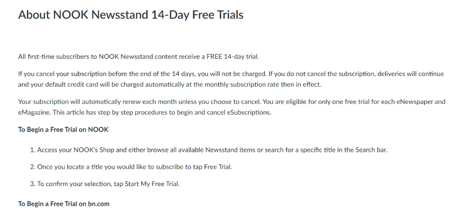 Barnes & Noble trial Details about Nook Newsstand