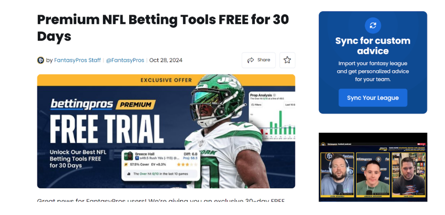BettingPros Premium tools FREE