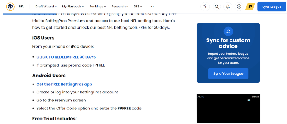 BettingPros on iOS and Android