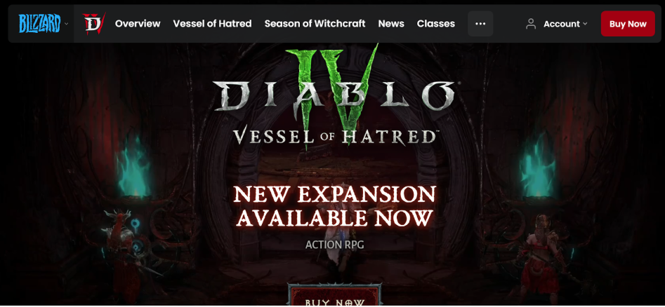 Blizzard Website Homepage