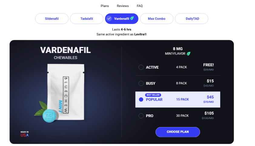 BlueChew Pricing & Plans page