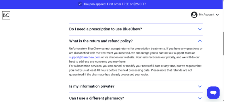 BlueChew Refund