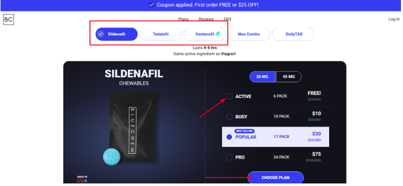 BlueChew trial plans