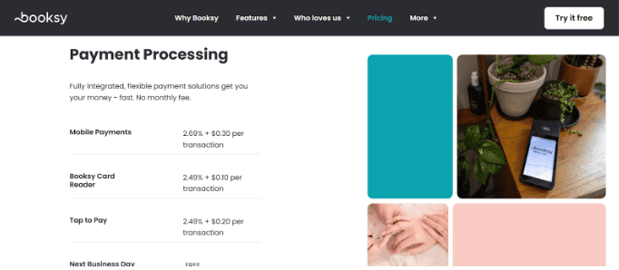 Booksy setup processing
