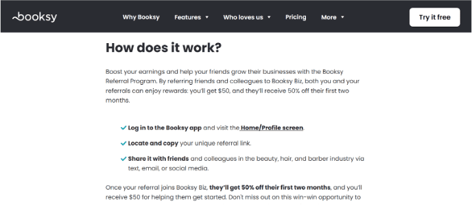 Booksy’s referral program details