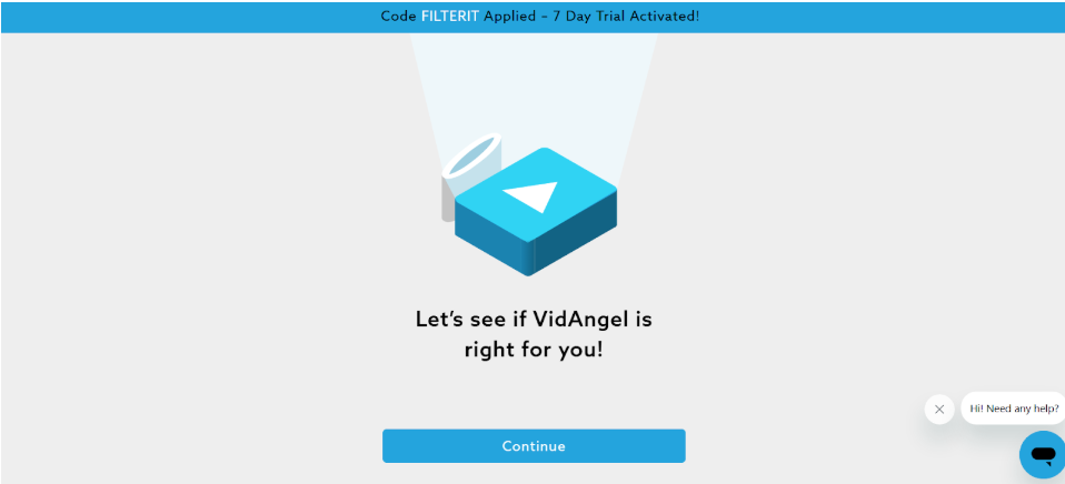 Continue button on VidAngel website