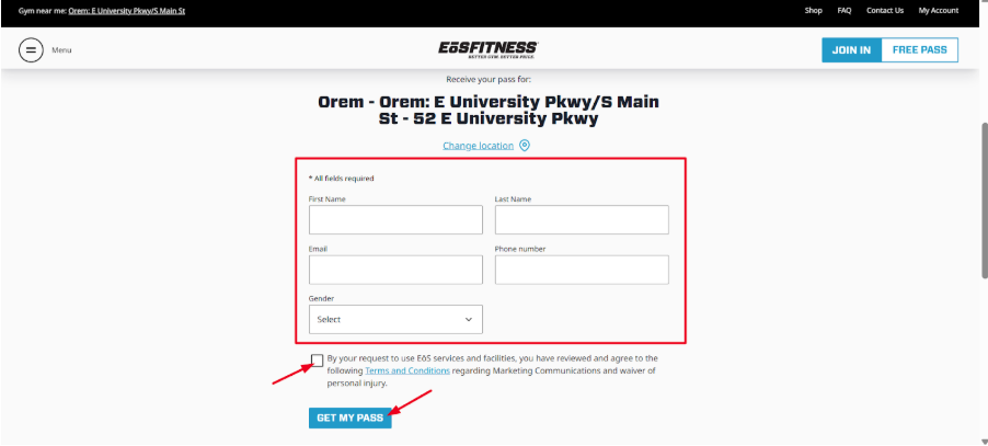 EOS Fitness free pass info