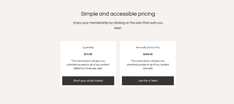 East Oaks Studio Pricing & Plans