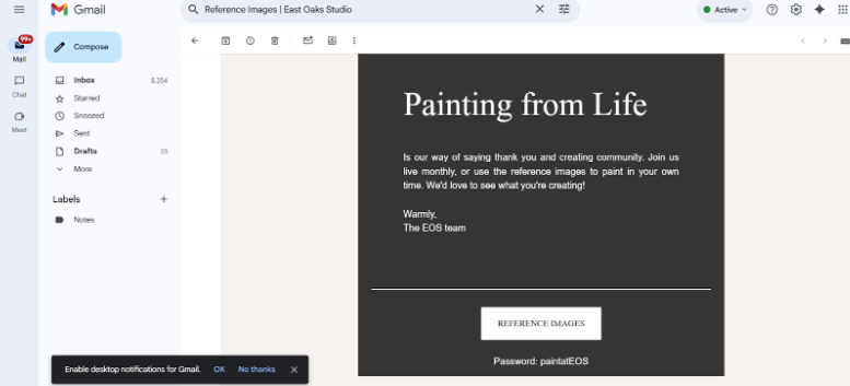 East Oaks Studio email verification