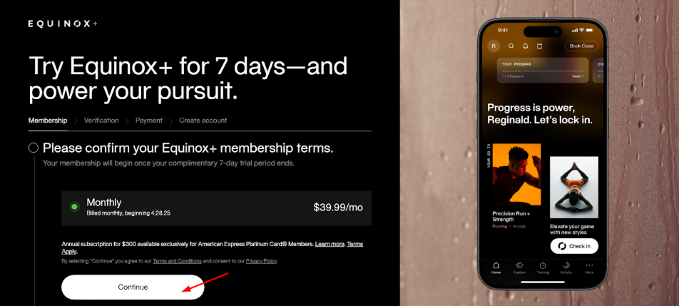 Equinox+ digital app trial