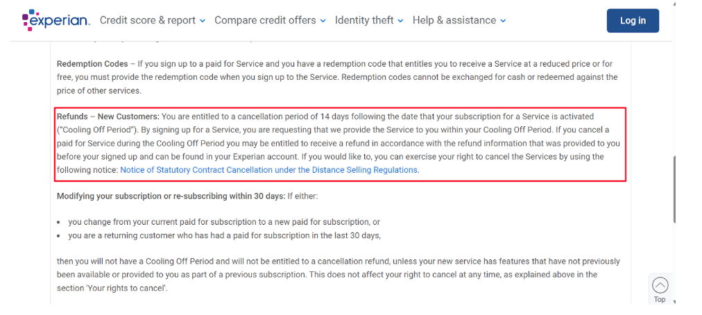 Experian Refund