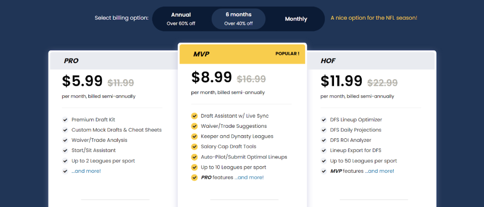 FantasyPro 6 months pricing