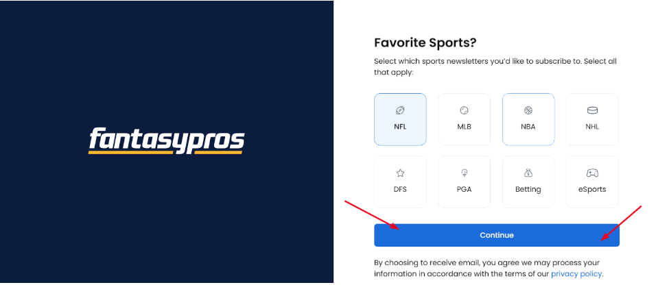 FantasyPros favorite sports selection