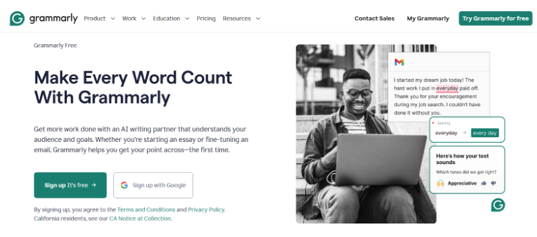 Grammarly Website Homepage