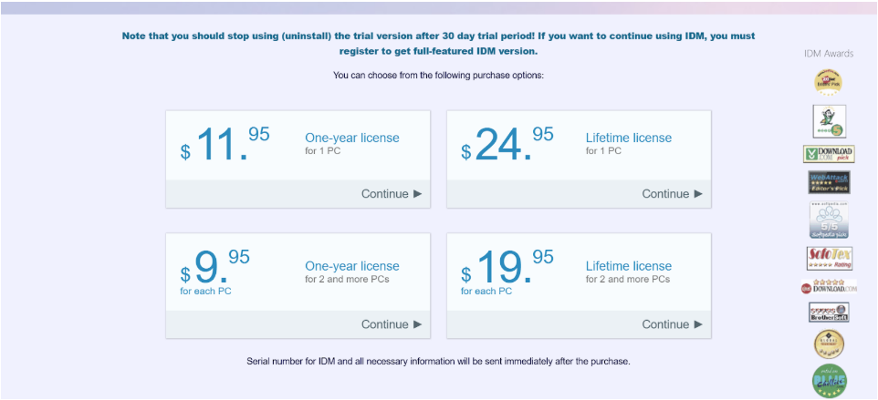 IDM lifetime license offers