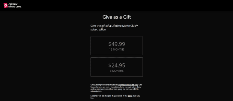 Lifetime Movie Club gifting subscription Lifetime Movie Club gifting subscription