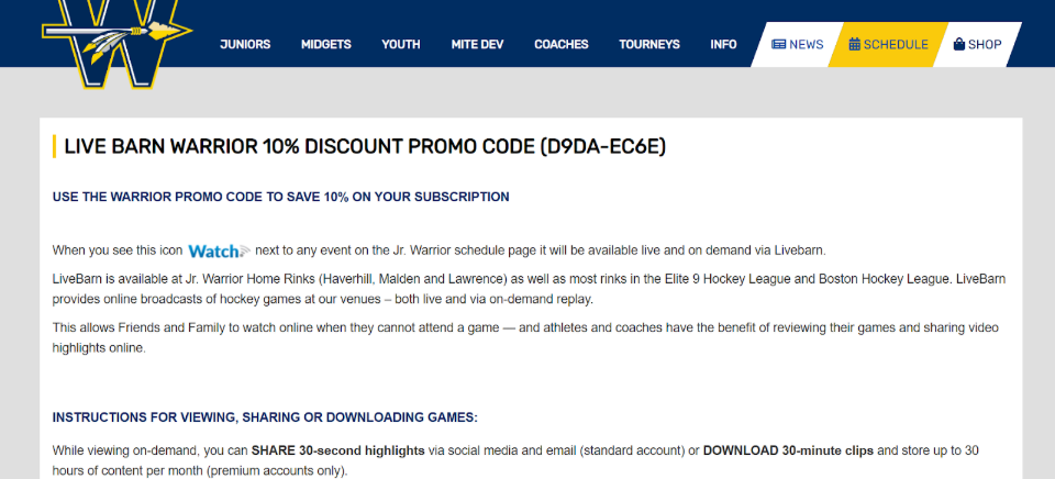 LiveBarn 10% discounts promo codes