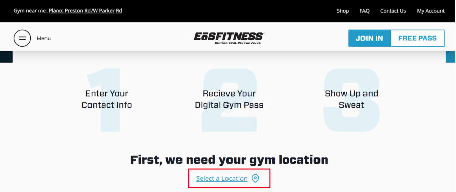 Location Selection on EOS website