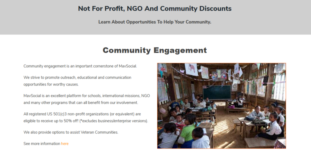 MavSocial Non Profit Discount Page