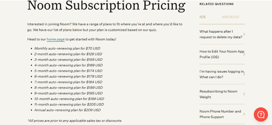Noom Pricing & Plans