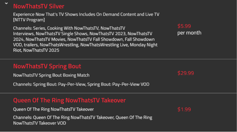 Now Thats TV Silver & Gold plans