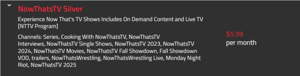 NowThat’sTV Silver plan