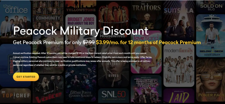 Peacock military discounts