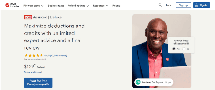 TurboTax Deluxe plan
