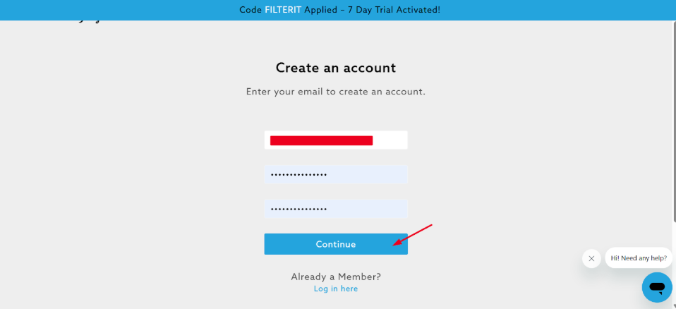 VidAngel Account creation page