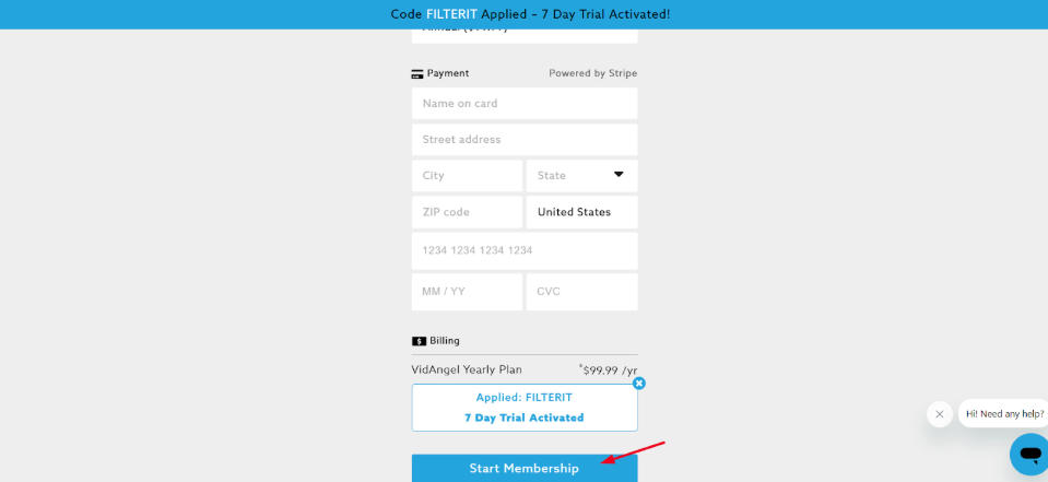 VidAngel Credit card info to start trial
